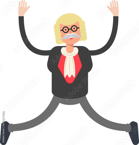 Foto Judge Character Relaxing and Jumping Illustration
