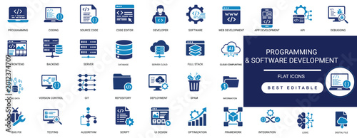 Fotografie programming and software development icon set