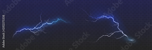 Fotografía Set of the isolated realistic lightnings with transparency for design