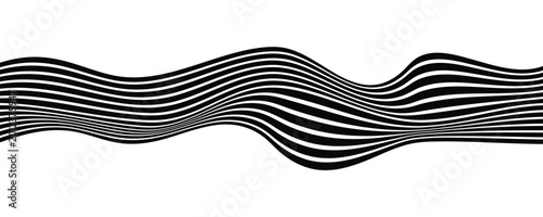 Foto Black Wavy Line Optical Art Background for Creative Poster Design, Minimalist Co