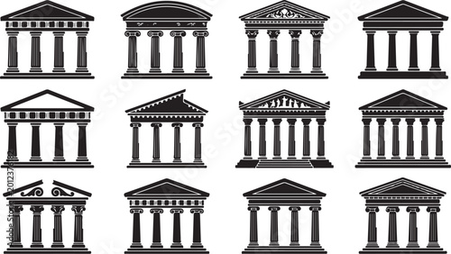 Ancient architecture coloring page vector drawing greek roman temple designs