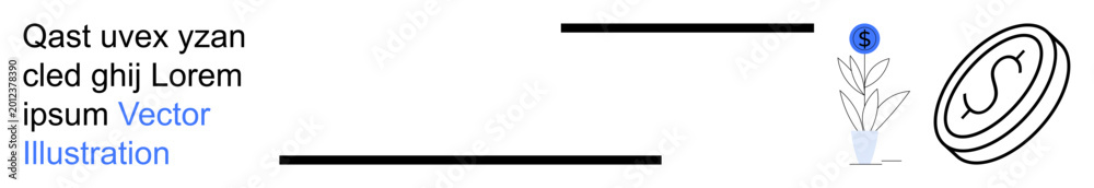 Fototapeta premium Finance, economics, sustainable growth, business strategy, monetary value, branding. a growing plant, a dollar symbol and placeholder text. Finance and economics concept