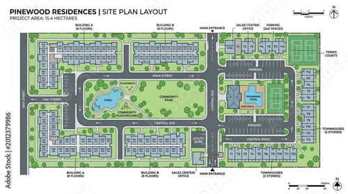 фотографія Residential neighborhood site plan layout design.