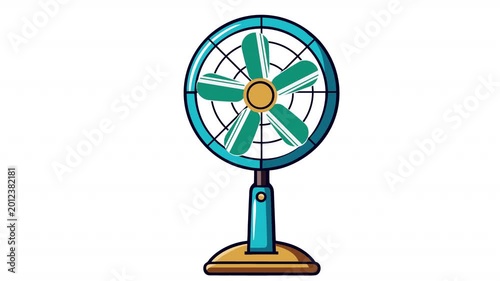 Floor Fan. Fan Animation, Alpha Channel. Cartoon