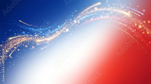 Bastille Day Abstract Tricolor Gradient with Festive Spark Trails and Elegant Clean Design for French National Day Celebration and Modern Graphics
