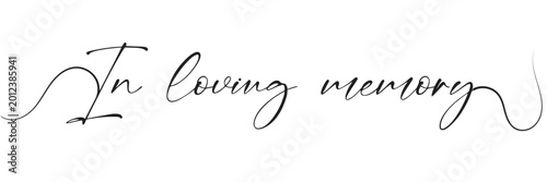Εκτύπωση καμβά In loving memory text vector written with an elegant typography on white background