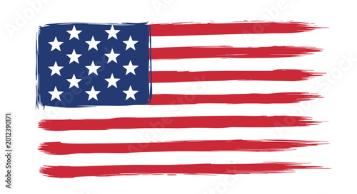 Distressed American Flag with Brush Strokes - USA Symbol