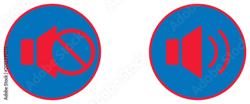 Quadro su tela Audio volume icons representing sound level adjustment and mute status for moder