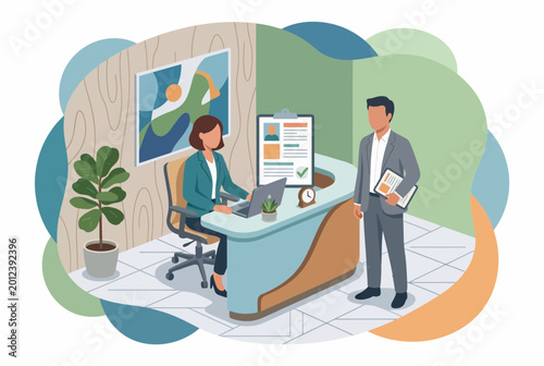 Foto Job Interview and Recruitment Process Vector Illustration