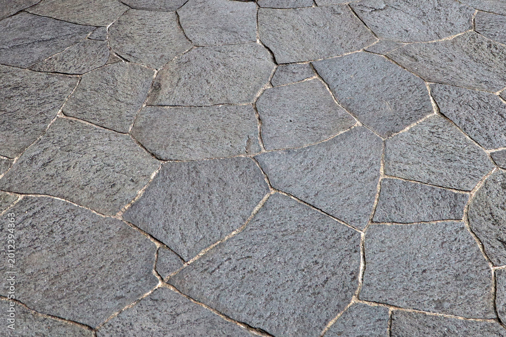 Obraz premium Dark grey stone path with irregular shapes and sizes.