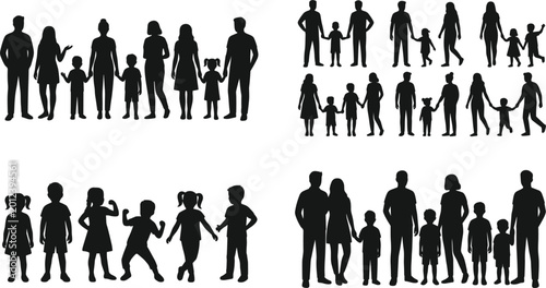 Photos Large collection of family silhouettes featuring parents and children holding ha