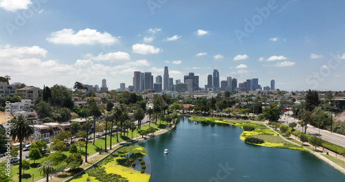 Fotografía Los Angeles skyline blue sky urban panorama