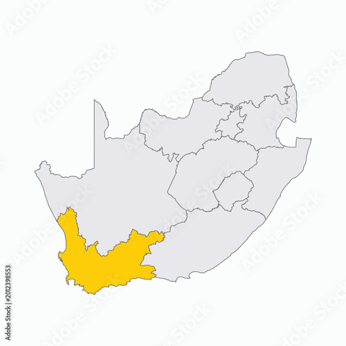 Map of South Africa with Western Cape Province Highlighted