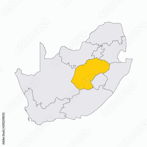 Foto Map of South Africa with Free State Province Highlighted