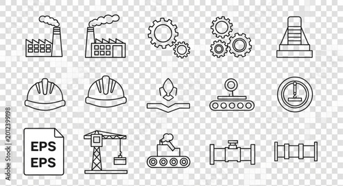 Foto Industrial icons and symbols set.
