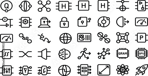 Fotografie Quantum computing and technology icons