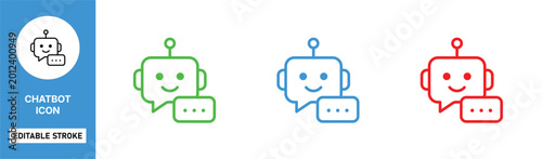 chatbot icon line style ai assistant conversation editable stroke vector set