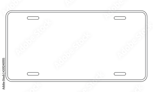Fotografía Blank car license plate template with four mounting holes vehicle automobile reg