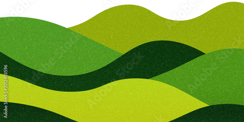 Abstract Green Rice Farm Fields Background. Vector Mountains Landscape with Tea Plantation. Hill Agriculture Pattern Collage. Rural Organic Farmland Illustration.