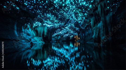 Waitomo Glowworm Caves New Zealand Bioluminescent Underground Galaxy River Surreal Landscape
