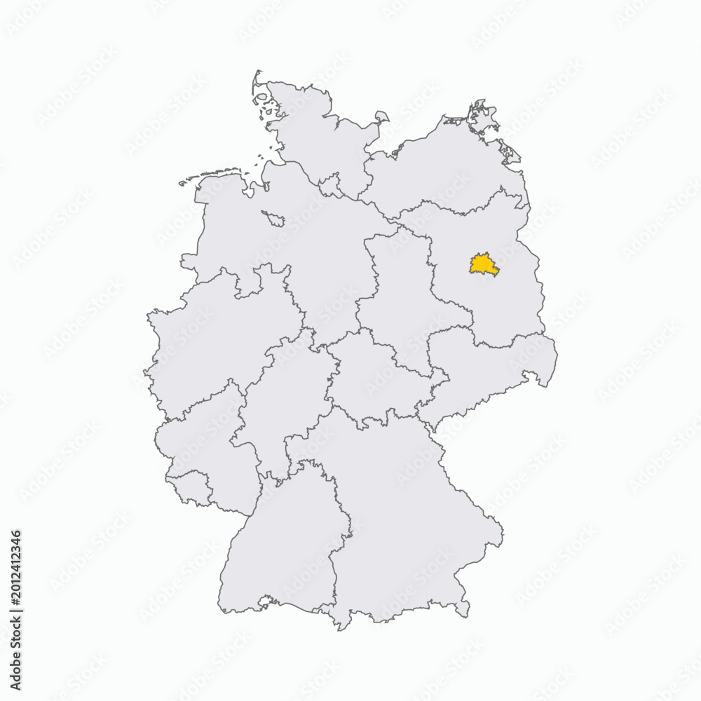 Fototapeta premium Germany Map with Highlighted State of Berlin