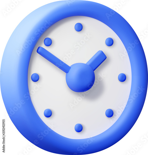 Fényképezés Blue wall clock 3d icon.
