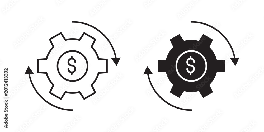 Fototapeta premium Cost optimization icon Finance Automation Gear Vector Icons Money Processing Technology Symbol Set Automated Payment System Icons 