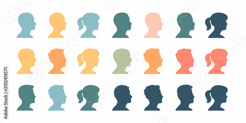 Foto diverse head silhouettes colorful vector illustration on white background