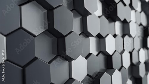Abstract Hexagonal Pattern Background with Dynamic Light and Shadow Play.
