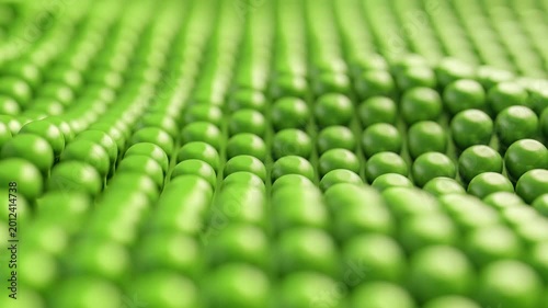 Abstract Rows of Green Peas Forming a Textured Background.