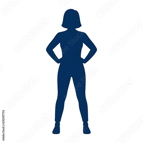 Detailed silhouette of adult female standing with hands on hipsconfident assertive power pose solid 3