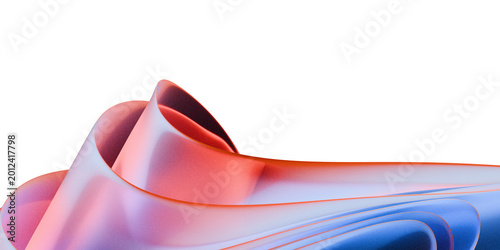 Abstract colorful glass waves, futuristic transparent 3D render with smooth flowing curves design background.