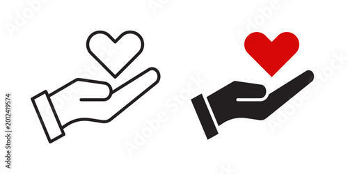 Fotografía Heart in hand icon Charity and Care Hand Vector Icons  Heart Support Symbol Pack