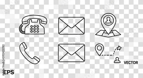 Schilderij op canvas Communication icons on transparent background.