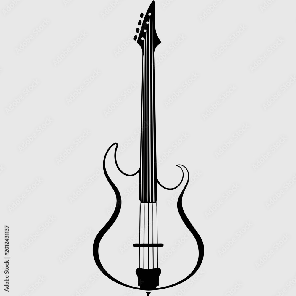 Fototapeta premium electric guitar icon silhouette illustration for music and performance design