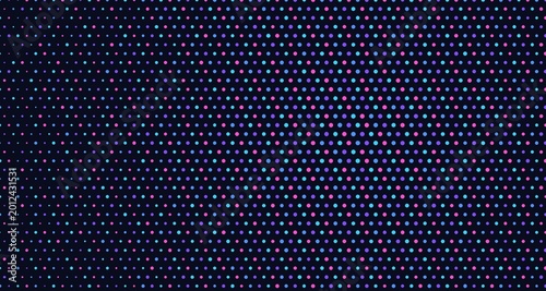 Neon dot grid pattern on dark background