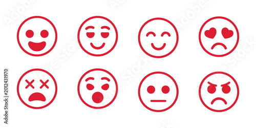 Photos Red illustration icon of a smiley face. vector illustration