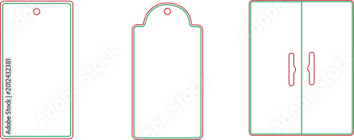 Cuadro en lienzo Set of blank gift tag die cut templates with hanging holes and folding card desi