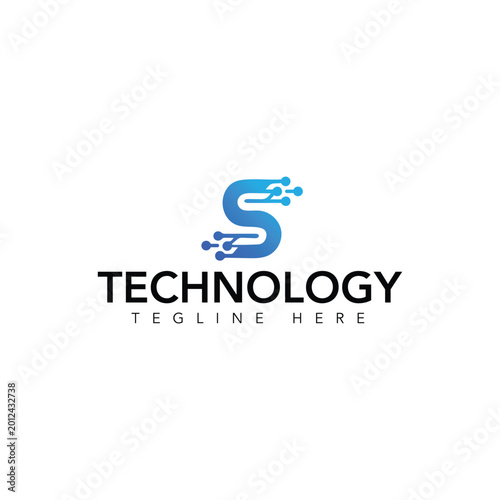 Modern Minimal S letter logo design for tech brand