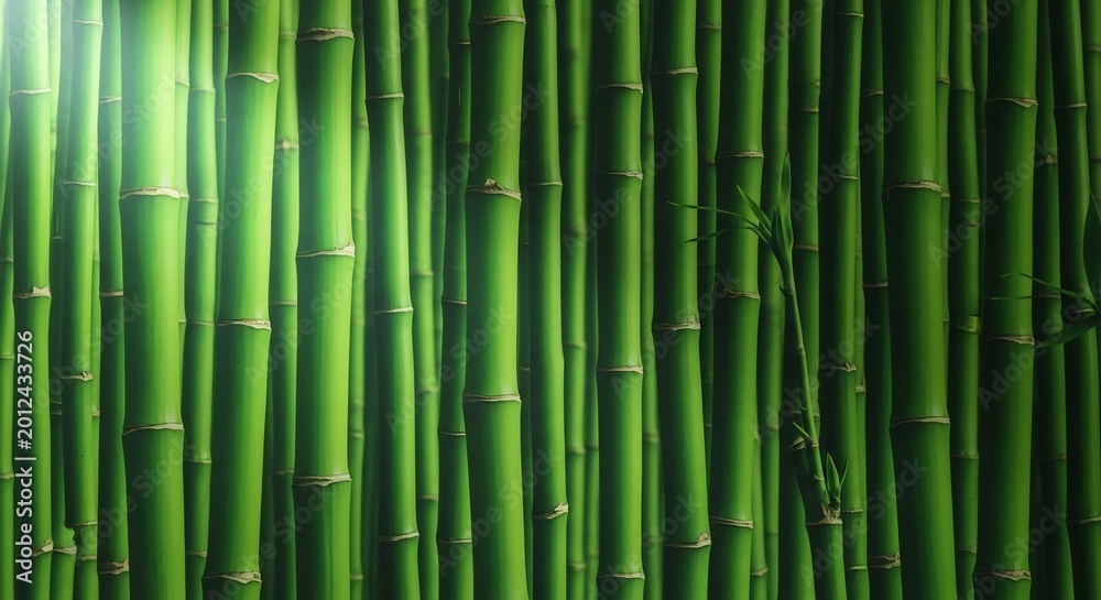 Obraz premium Vibrant Green Bamboo Forest Wall Texture with Soft Light.