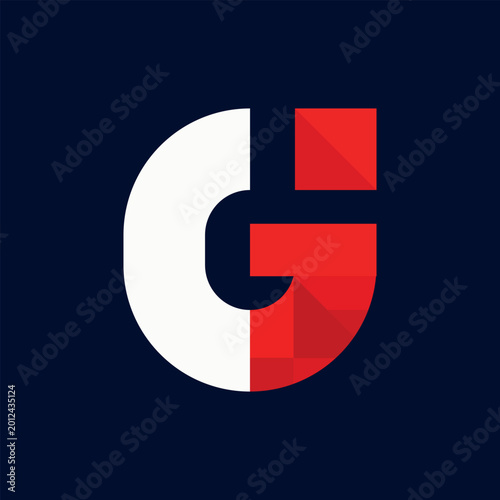 Bold Red White Geometric G Letter Modern Branding