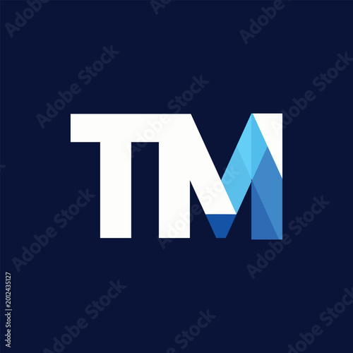Modern Blue TM Geometric Corporate Lettermark Logo Design