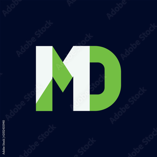 Modern Green MD Geometric Minimalist Branding Logo Style