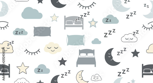 Billede på lærred Sleep icons on white background.