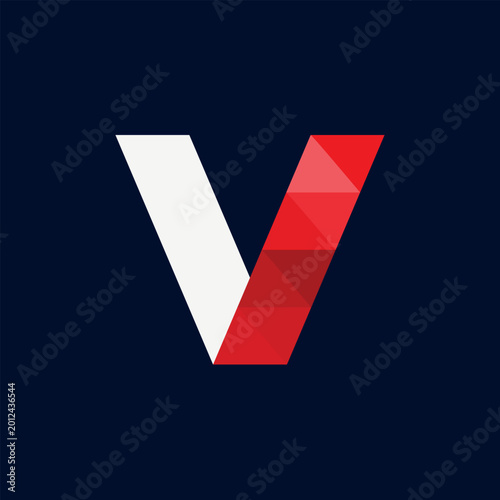 Dynamic Red V Letter Modern Geometric Branding Concept