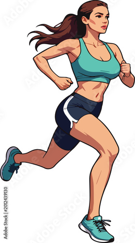 Bild auf Leinwand DONNA che corre e fa ginnastica per tenersi in forma vettoriale
