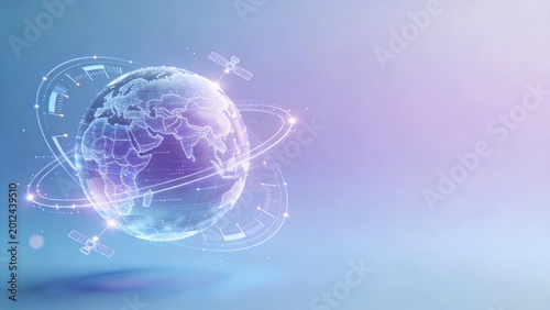 Light blue-purple fluorescent Earth high-tech aerospace illustration
