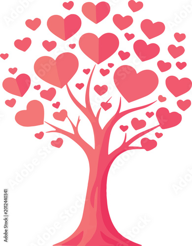 Foto Illustrazione di un biglietto con albero di cuori e spazio per testo personalizzato