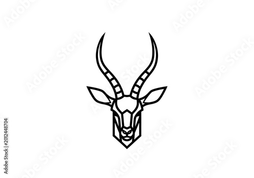Minimalist geometric antelope head icon on white background