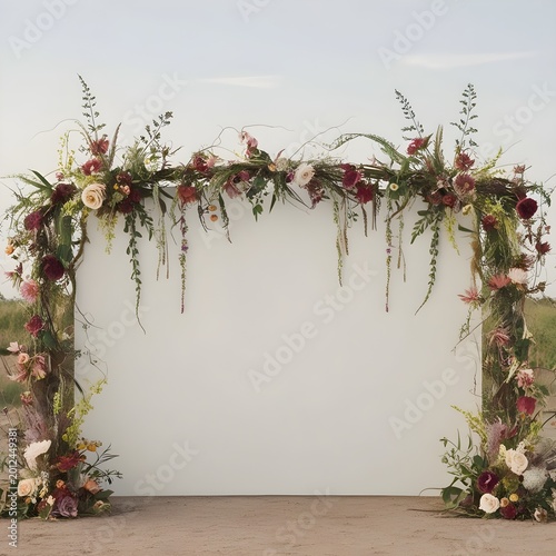 Boho Floral Border with Wildflowers and Organic Vines for Outdoor Weddings